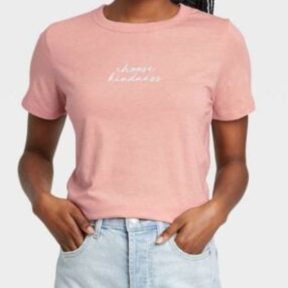 Women's Choose Kindness Short Sleeve Graphic T-Shirt Misty Rose - Picture 1 of 2